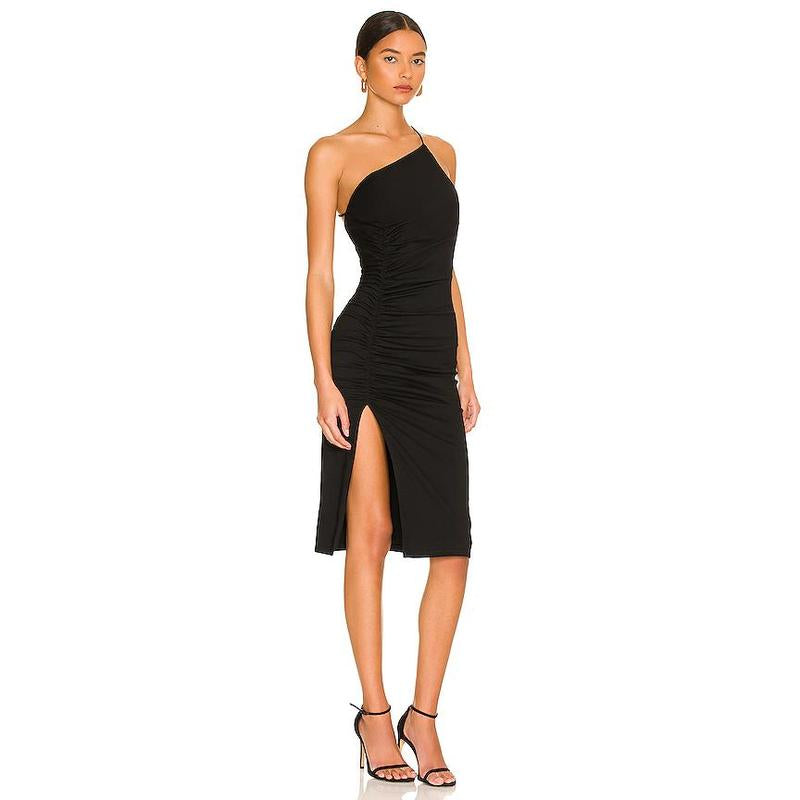 Superdown Brynn Ruched Midi Dress in Black