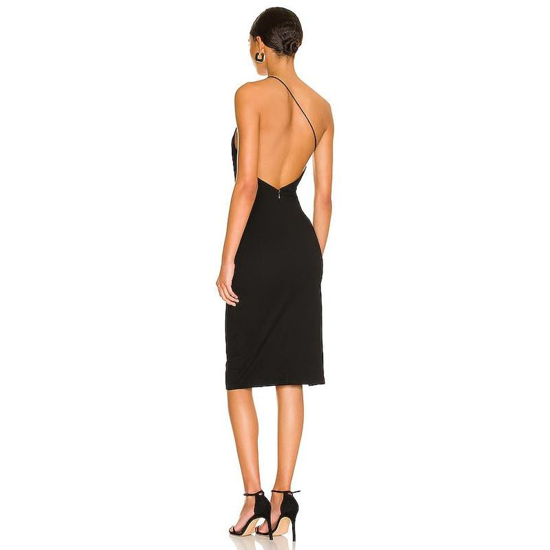 Superdown Brynn Ruched Midi Dress in Black